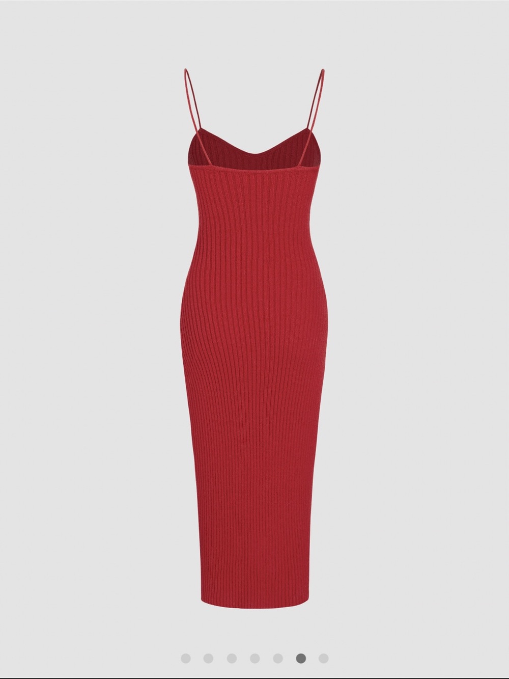 Cider Red Ribbed Midi Dress with Sweetheart Neckline and Slit - Picture 3 of 5